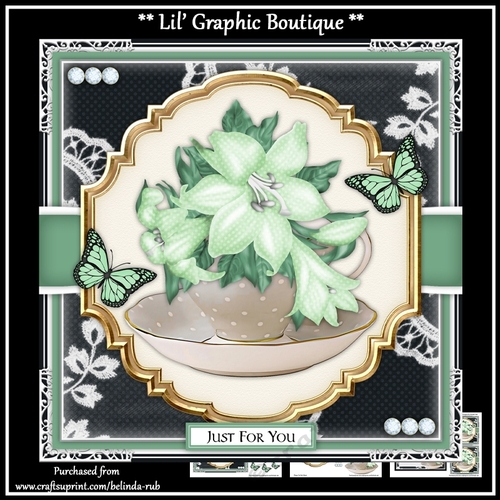 Floral Teacup4 Mini Card Kit