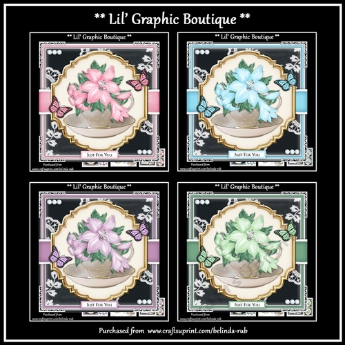 Floral Teacup Bumper Card Kit