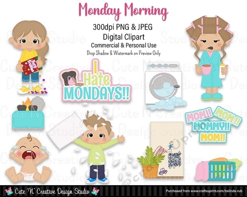 Monday Morning Digital Clip Art Set