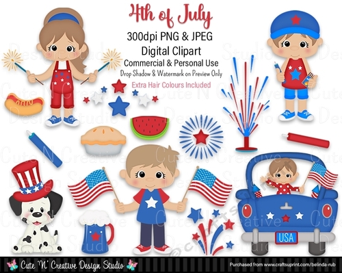 4th of July Digital Clip Art Set