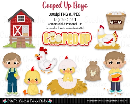Cooped Up Boys Digital Clip Art Set