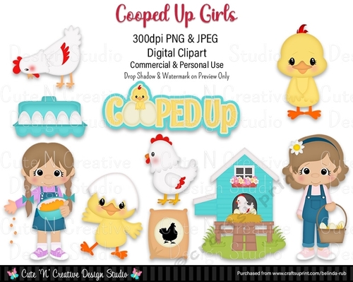 Cooped Up Girls Digital Clip Art Set