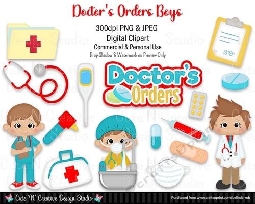 Doctors Orders Boys Digital Clip Art Set