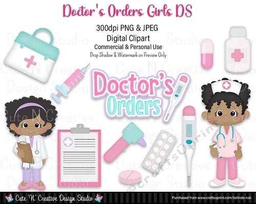 Doctors Orders Girls DS Digital Clip Art Set