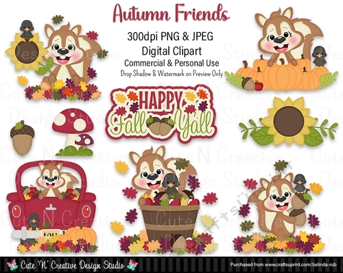 Autumn Friends Digital Clip Art Set