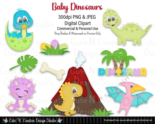 Baby Dinosaurs Digital Clip Art Set