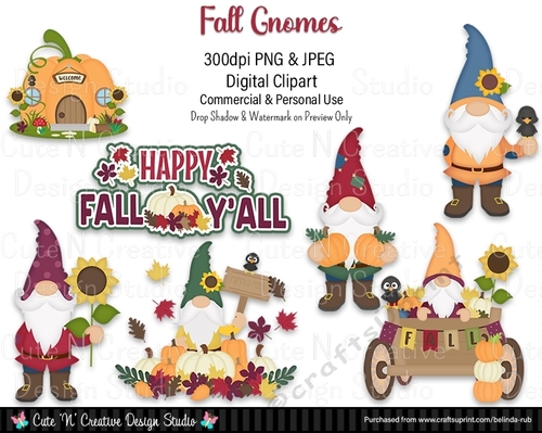 Fall Gnomes Digital Clip Art Set