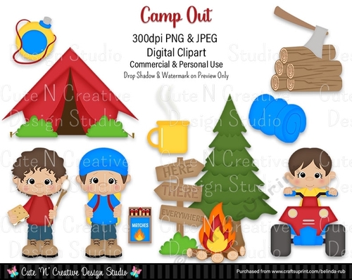 Camp Out Boys Digital Clip Art Set