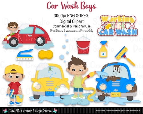 Car Wash Boys Digital Clip Art Set