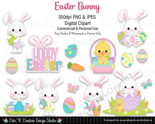 Easter Bunny Digital Clip Art Set