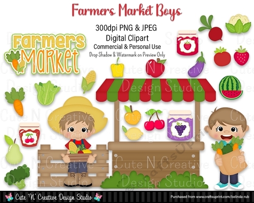 Farmers Market Boys Digital Clip Art Set