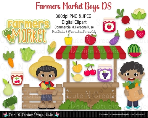 Farmers Market Boys DS Digital Clip Art Set