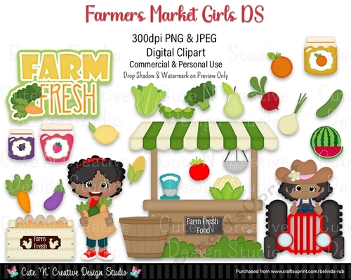 Farmers Market Girls DS Digital Clip Art Set