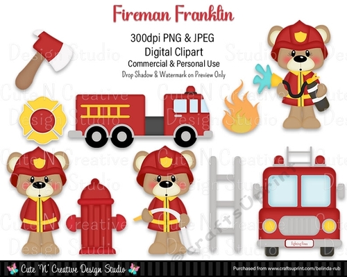 Fireman Franklin Digital Clip Art Set