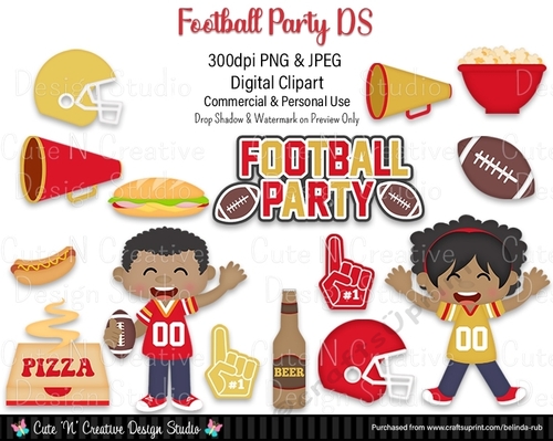Football Party DS Digital Clip Art Set