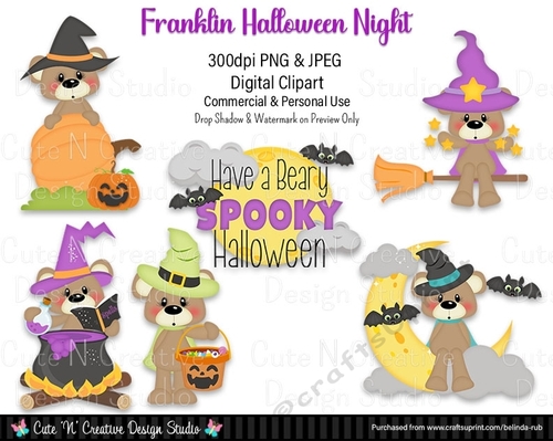 Franklin Halloween Night Digital Clip Art Set