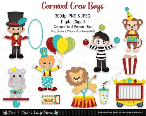 Carnival Crew Boys Digital Clip Art Set