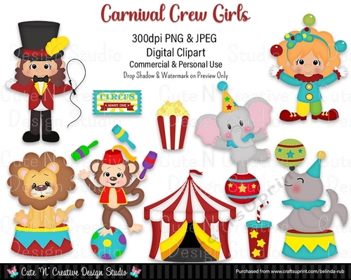 Carnival Crew Girls Digital Clip Art Set