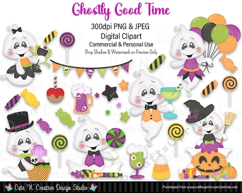 Ghostly Good Time Digital Clip Art Set