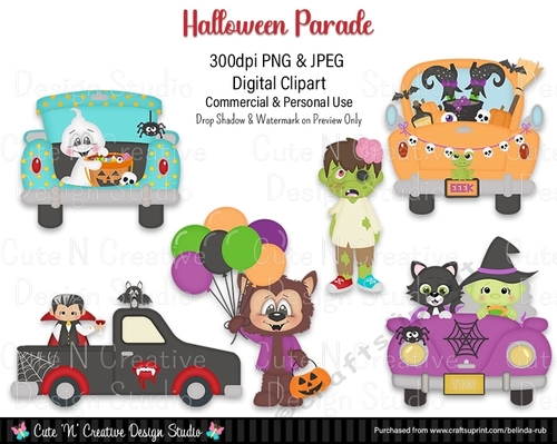 Halloween Parade Digital Clip Art Set