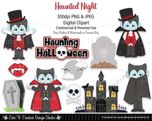 Haunted Night Digital Clip Art Set