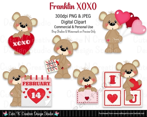 Franklin XOXO Digital Clip Art Set