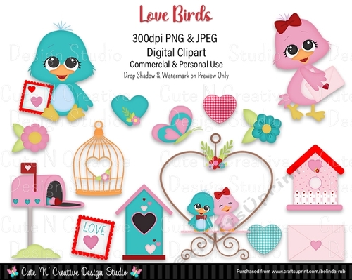 Love Birds Digital Clip Art Set