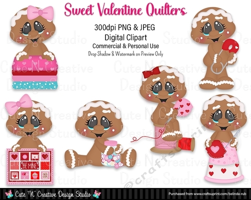 Sweet Valentine Quilters Digital Clip Art Set