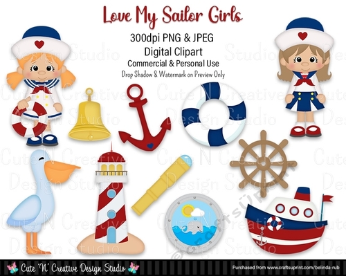 Love my Sailor Girls Digital Clip Art Set