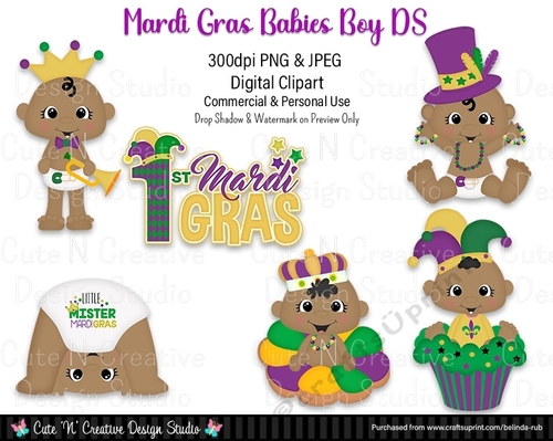 Mardi Gras Babies Boys DS Digital Clip Art Set