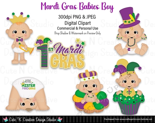 Mardi Gras Babies Boys Digital Clip Art Set