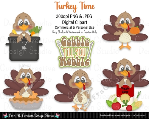 Turkey Time Digital Clip Art Set