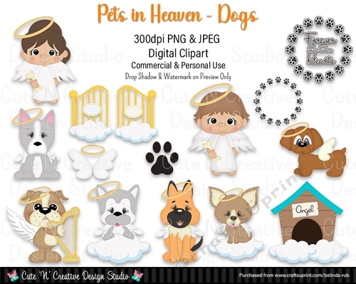 Pets in Heaven - Dogs Digital Clip Art Set