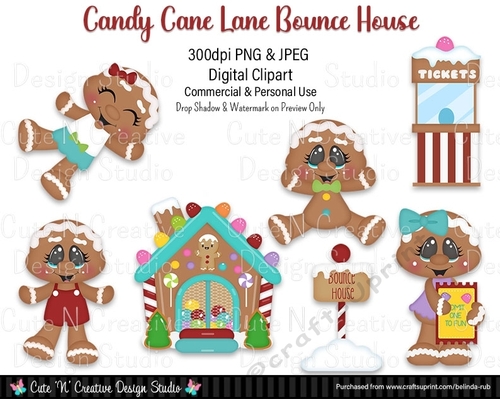 Candy Cane Lane Bounce House Digital Clip Art Set