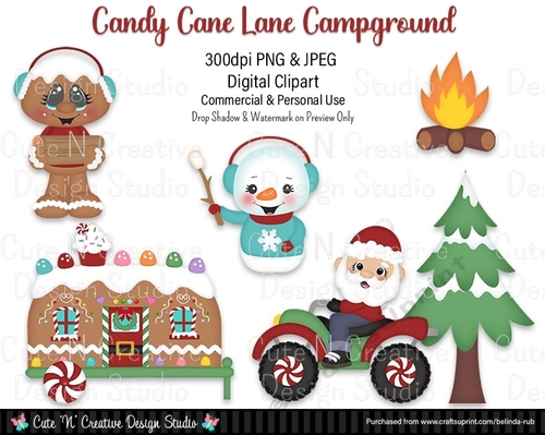 Candy Cane Lane Campground Digital Clip Art Set