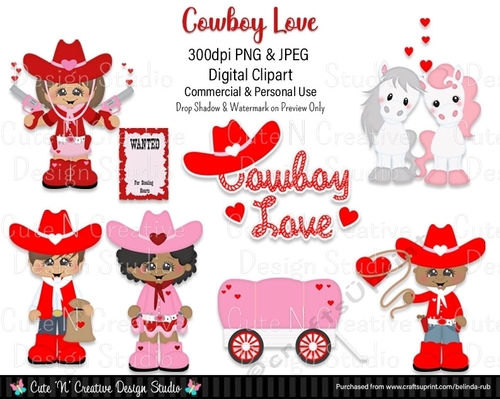 Cowboy Love Digital Clip Art Set