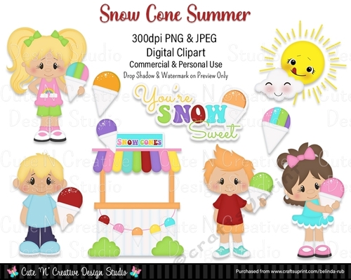 Snow Cone Summer Digital Clip Art Set