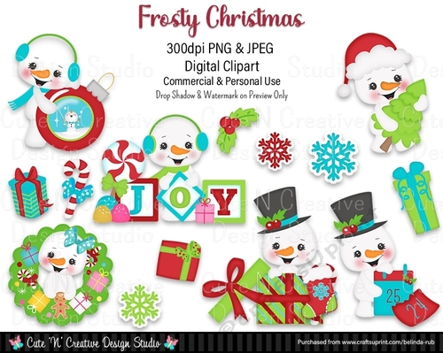 Frosty Christmas Digital Clip Art Set