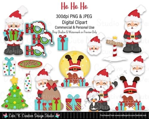 Ho Ho Ho Digital Clip Art Set