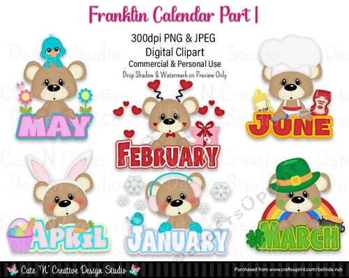 Franklin Calendar Part 1 Digital Clip Art Set
