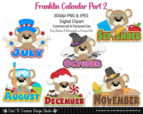 Franklin Calendar Part 2 Digital Clip Art Set