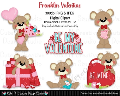 Franklin Valentine Digital Clip Art Set