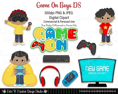 Game On Boys DS Digital Clip Art Set