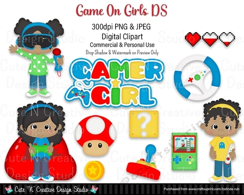 Game On Girls DS Digital Clip Art Set