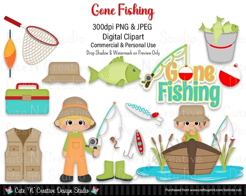 Gone Fishing Digital Clip Art Set