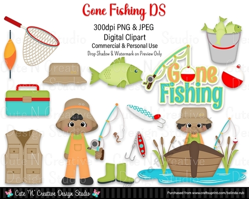 Gone Fishing DS Digital Clip Art Set