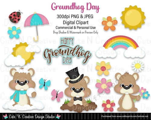 Groundhog Day Digital Clip Art Set