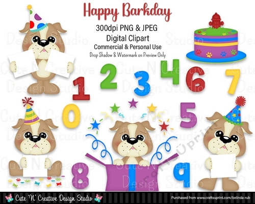Happy BarkDay Digital Clip Art Set