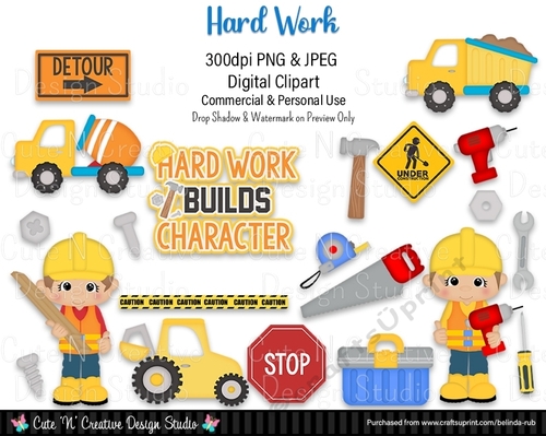 Hard Work Digital Clip Art Set