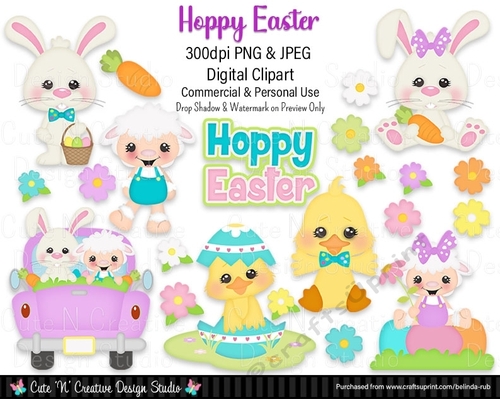 Hoppy Easter Digital Clip Art Set